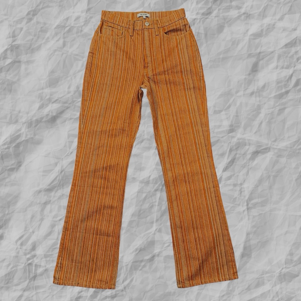 Re/done 70’s Bootcut High Rise Denim Stripe 26(27X32) Rust Tan Button Fly Retro
